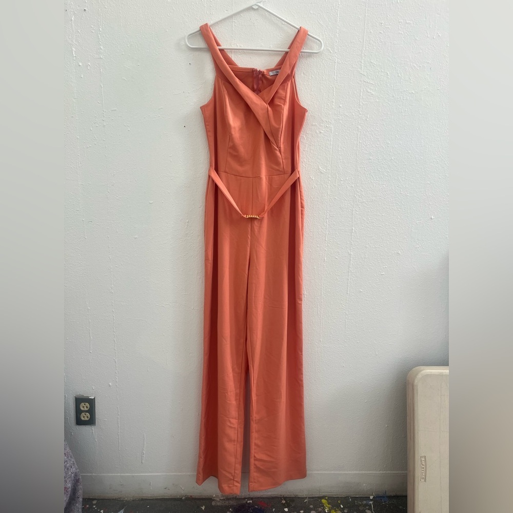 DNS Peach Jumpsuit with gold belt size S/M